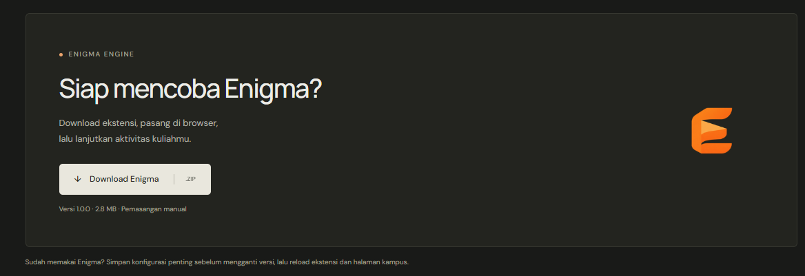 Bagian download Enigma dengan tombol Download Enigma.